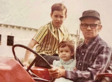 My grandpa Chuck Wincek with my brother and me in 1972