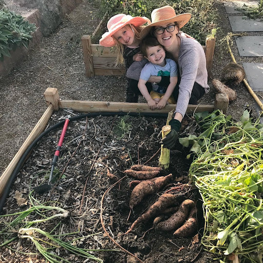 Family in garden